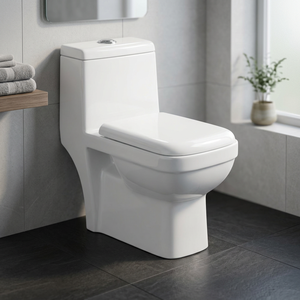 WC monobloc sans bride en céramique WaterMark CE australien avec siphon en P et abattant UF - Product Image 5