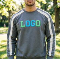 Sweat-shirt ras du cou rayé en maille gaufrée pour homme, style streetwear, avec logo personnalisé, OEM ODM, coupe ample, manches longues, sérigraphie, broderie, respirant