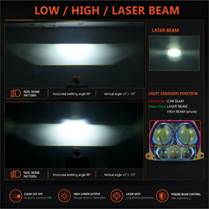 Proyector Láser <span class=keywords><strong>Bi</strong></span>-LED Universal de 12V, 200W, 80000Lm, con Haz H/L, Cuadrado de 3 Pulgadas, 5 Focos Láser para Actualización de Faros de Automóviles - Product Image 4