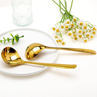 Louche à soupe de 20,5 cm en acier inoxydable poli miroir, écologique, moderne et luxueuse, à manche long et épais, pour la maison et les plats chauds