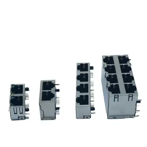 Venda quente 1*2 8P8C Rede Interface Side Entrada RJ45 Jack Conector Ethernet com lâmpada