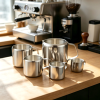 Tasse à Latte Art en Acier Inoxydable Droit, Réutilisable, Grande Capacité, Design Portable pour Lait et Café