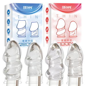 2 Stück TPE Penis ringe Silikon Eichel Penis ver größerer Extender Verzögerung Penis Ärmel Set - Product Image 6