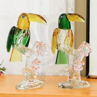 Décorations d'intérieur écologiques de luxe, figurines d'oiseaux en cristal gravées au laser, tucans polis, artisanat animalier, cadeaux décoratifs