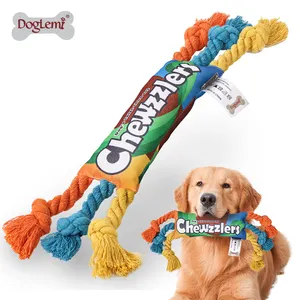 Toptan özel büküm şeker şeritler oyun oynarken hediye interaktif dayanıklı köpek diş fırçası çiğnemek oyuncak köpek oyuncak