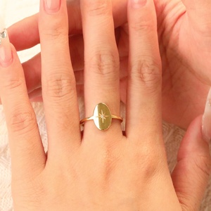 Bague ouverte ajustable en acier inoxydable plaqué or 18 carats avec zircon étoile étanche, bijoux personnalisés en gros pour femmes - Product Image 1