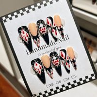TSZS Halloween-Thema Mandel-Handgemachte Aufklebenägel Gotische Spinnen-Kürbis-Geister Schwarze Katzen Design Acryl Künstliche Nägel