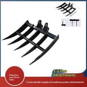 Pièces détachées pour mini-excavatrices en gros, râteau déchiqueteur de sol à changement rapide, accessoires pour excavatrices agricoles, approvisionnement transfrontalier - Product Image 1