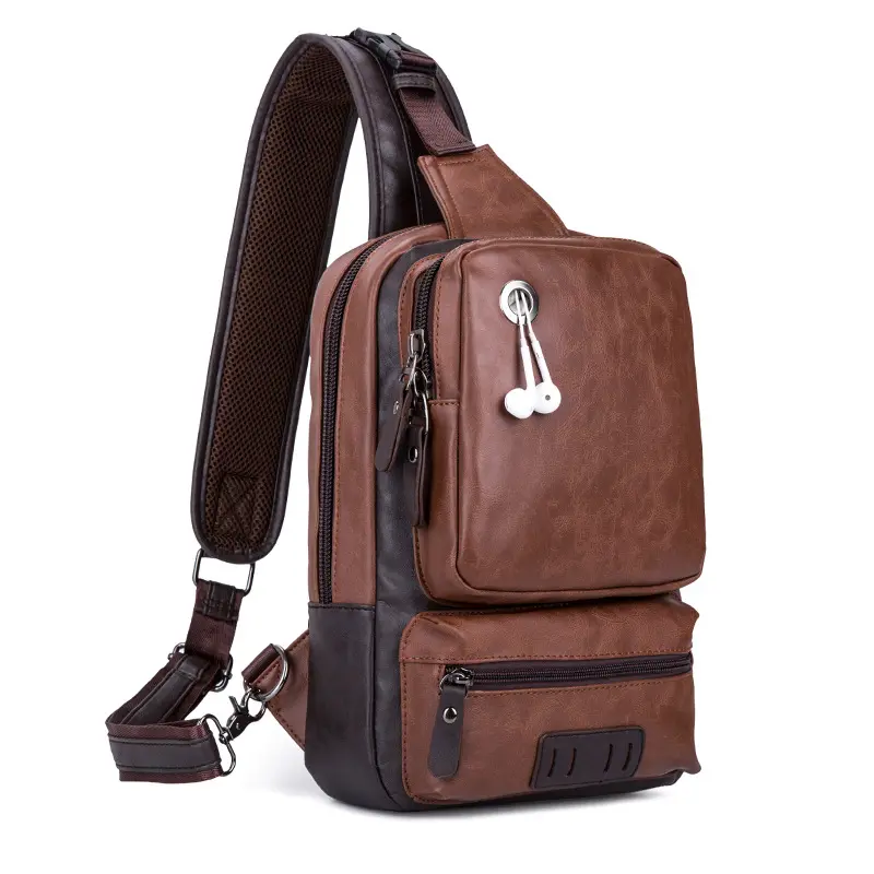 Casual Single Shoulder Outdoor Bag Wholesale Custom Brand Logo Chest Bag Men Crossbody Bag With Headphone Hole