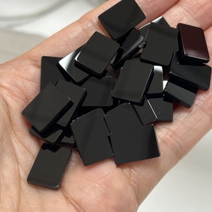 9x11mm Rectangle Double <b>Flat</b> Natural Black Agate Stone for Jewelry Making - Product Image 6