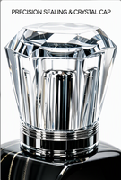 Flacon de parfum cylindrique en verre haut de gamme à motif marbre noir et or, texture haut de gamme, sérigraphie, marquage à chaud, finition mate