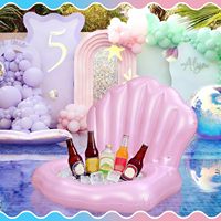Refroidisseur gonflable en forme de coquillage, porte-boissons sirène pour anniversaire, fournitures sur le thème de la sirène/de la mer pour la décoration de fête océanique