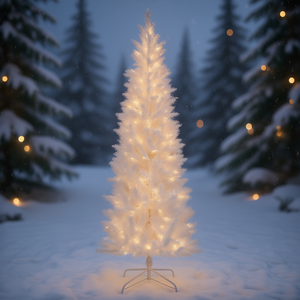 Sapin de Noël artificiel blanc 7,5 pieds, articulé, floqué, avec base, léger, installation facile, décoration intérieure - Product Image 2