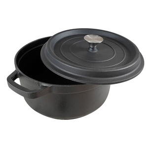 Cocotte/Four à potage en fonte émaillée antiadhésive noire pour la cuisine domestique - Product Image 3