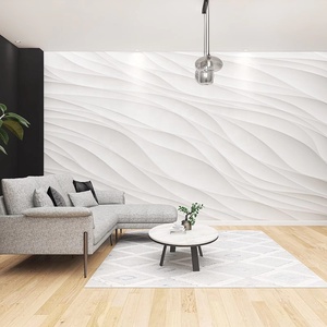 Papel Tapiz Moderno de Tela de Seda 3D con Rayas Cóncavas y Convexas de Ondas de Agua y Diseño a Cuadros para Sala de Estar u Oficina, Fondo de Arte Abstracto - Product Image 4