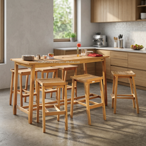 Modern European Style Teak Bar Stool High Bar Table Outdoor Garden <b>Patio</b> Furniture Home Bar Kitchens Parks Exterior Hotel - Product Image 3