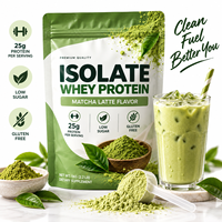 Poudre d'Isolat de Protéine de Lactosérum de Qualité Supérieure Saveur Matcha OEM Sans Sucre 25G de Protéines Protéine de Lactosérum de Bovins Nourris à l'Herbe Poudre de Matcha Latte