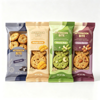 Emballage souple personnalisé de qualité alimentaire, sachet à fermeture arrière pour barres énergétiques, barres protéinées, biscuits, bonbons