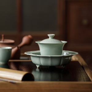 Guanlan Ceramic <b>Tea</b> <b>Tray</b> Handmade Lotus Scroll Design For <b>Tea</b> And Snack Serving Dehua Origin - Product Image 4