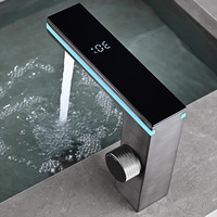 Robinet de lavabo en aluminium noir à vente chaude, robinet de lavabo intelligent chaud et froid, robinet de lavabo intelligent pour salle de bain
