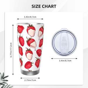 Gobelet en acier inoxydable de 20oz 800ml verres isolés avec couvercle paille anti-déversement pour bureau extérieur voiture voyage fraise impression - Product Image 3