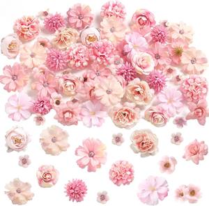 LILIS 45 Adet Pembe Küçük Rattan Yapay Çiçek Başları-Suni <span class=keywords><strong>Mini</strong></span> Gül/Papatya Çok Renkli Yuvarlak Çiçekler - Product Image 1