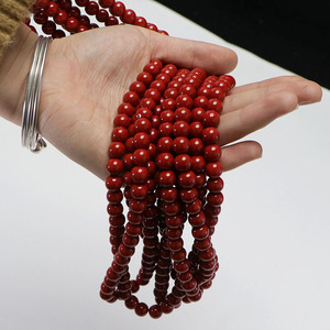 خرز دائري بلون أحمر مرجاني بحجم 4-10 مم بأسعار الجملة لصناعة القلائد - Product Image 4