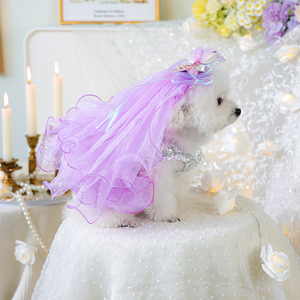 PETCIRCLE Vêtements pour animaux printemps/été, tenues pour chiens et chats, combinaison de robes de mariée féériques et de voiles - Product Image 2