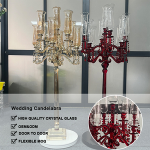 LEDA Wedding Banquets Table Decor Factory New Design <b>Glass</b> <b>Candlestick</b> Crystal Candle Holders - Product Image 4