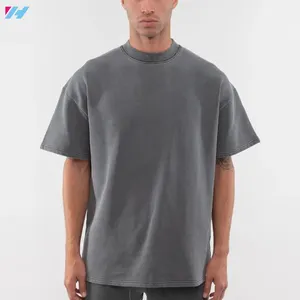 Fashion Luxury 220gsm 300 gsm tshirt gray Heavy Oversized Tshirt custom 100% Cotton Puff Print Tshirt