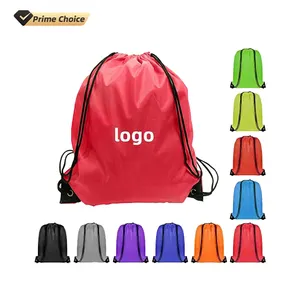 BSCI Custom Drawstring Foldable Eco-friendly Backpack Sports Gym Bags With Print Large Size Nylon Drawstring Shopping Bag