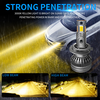 Bombilla LED H11 para Faros Delanteros, 3000K, Luz Amarilla Dorada para Automóviles, Compatible con H3 H7 H1 H11 9005 9006, Luz Antiniebla con Ventilador, 140W