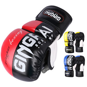 Pour les gants d'entraînement Sanda MMA en cuir PU lacé à demi-doigts professionnels - Product Image 1