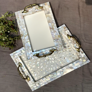 Plateau carré en bois LORD avec incrustation florale, plateau de service décoratif, modèle LV61625, pour la présentation sur la table à la maison - Product Image 4