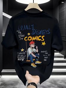 Wholesale Custom-made <strong>Men's</strong> Summer Short-sleeved <strong>T</strong>-<strong>shirts</strong>, 100% Cotton 260G Hip-hop Printed Round-neck Loose-fitting <strong>Men's</strong> <strong>Shirt</strong> - Product Image 2
