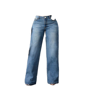 Chất Lượng Cao Cổ Điển Của Phụ Nữ Thẳng Denim Quần XL Cao Eo Loose Co Giãn Rộng Chân Thoải Mái Túi Cho Mùa Thu/Mùa Hè - Product Image 2