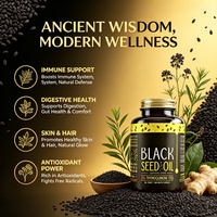 Kapsul Minyak Biji Hitam Nigella Sativa Cold Pressed Label Pribadi Kustom Grosir Vitamin E untuk Kesehatan Rambut, Kulit & Kuku