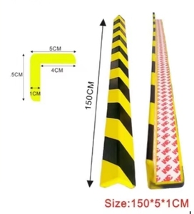 Tira de Espuma de PU Autoadhesiva Amarilla y Negra de 150 cm en Forma de L, Protector de Esquinas Anticolisión para Seguridad - Product Image 2