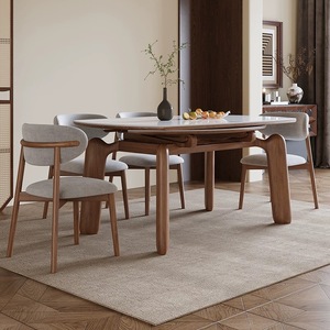 Bắc Âu Sang Trọng Phong Cách Hiện Đại Mở rộng Có Thể Gập Lại Vòng Bằng Đá Cẩm Thạch Rắn Gỗ Bàn Ăn Ghế Đặt 4 6 Chỗ Ngồi Đồ Nội Thất Cổ Điển <span class=keywords><strong>2025</strong></span> - Product Image 2