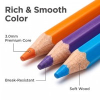 12 crayons de couleur hexagonaux non toxiques pré-affûtés résistants à la casse en bois souple pour coloriage et dessin, boîte de couleur personnalisée OEM