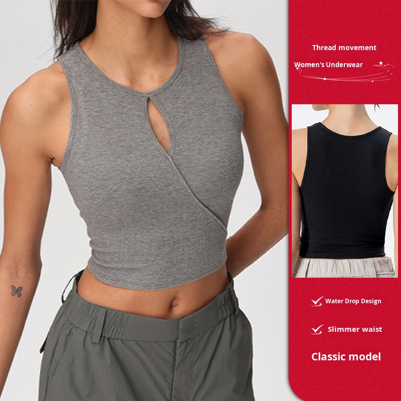 Women's High-Elastic Sports Bra Tank Top Sweat-Wicking Quick Dry V-neck Skinny Fit Yoga Fitness Running Outerwear Slimming Front