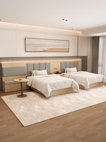 Maßgefertigtes 5-Sterne Luxus-Holzmöbel Minimalistisches Modernes Zimmer Doppelbett TV-Tisch Gepolstertes Rückenlehnenpaneel Komplettes Set Apartment