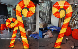 Toprex – baguettes de canne à sucre en acrylique rouge et blanc chaud, lumières led de noël pour les vacances en plein air - Product Image 4