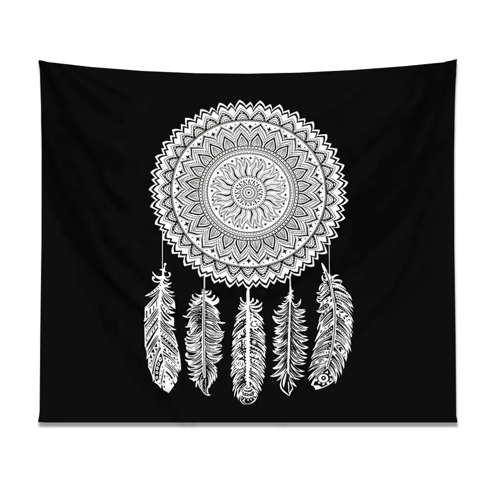 Indian hippie Bohemian Psychedelic Golden Blue Peacock Mandala Wall hanging Tapestry