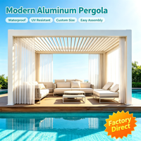 Pergola rétractable motorisée électrique en aluminium de luxe européen 20x20 avec éclairage solaire LED, écologique, pour jardin, arrière-cour et gazebo