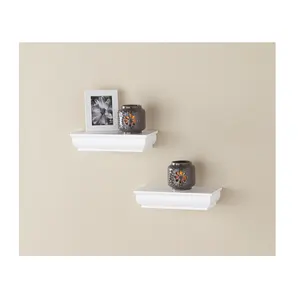 Modern set of 2 white floating wall decorative shelf ledge edging (Tel: 0243 9715156)