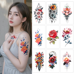 批发定制性感花卉蝴蝶Tatuajes Temporales为女性时尚纸人体艺术贴纸为半臂纹身 - Product Image 1
