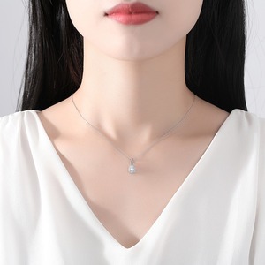 Conjunto <span class=keywords><strong>de</strong></span> collar <span class=keywords><strong>de</strong></span> aleación <span class=keywords><strong>de</strong></span> moda para mujer, pendientes pequeños, colgante para bodas, compromisos con circón, regalo bonito para <span class=keywords><strong>niña</strong></span> - Product Image 2