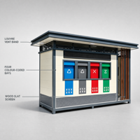 Station de tri des déchets intelligente et moderne avec évier intégré pour le lavage des mains et unité de désinfection pour la protection de la santé publique.