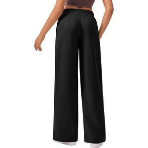 Pantalon de survêtement large pour femme, taille haute, coupe ample, avec coutures élastiques, poches, décontracté, tricoté, respirant - Product Image 5